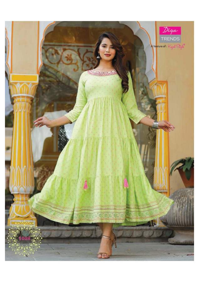 Groom 1 Ethnic Wear Rayon Printed Designer Latest Fancy Anarkali Kurti Collection